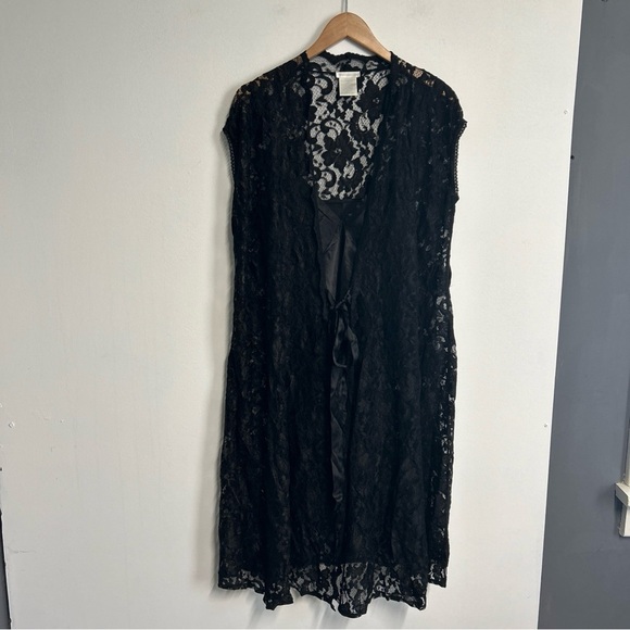 NWOT WORTHINGTON  2 Piece Size‎ 12 Lingerie Black Floral Lace Robe Black Nightie - Picture 3 of 16
